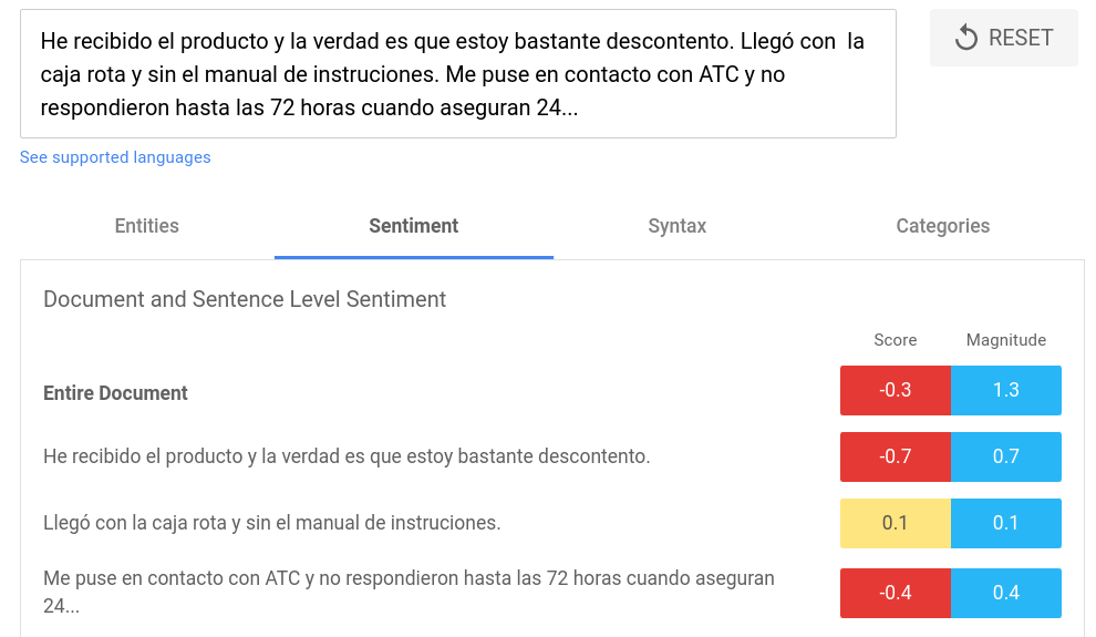 Natural Language API